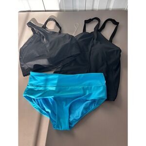 Athleta lot of 3 Criss Cross Chi Tankini Top Swimsuit Set High Waist Bottoms Med